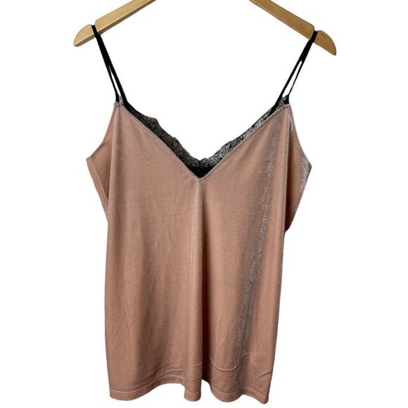 French Connection Blush Pink Velvet Camisole Top Women's Size 6 NWT - Picture 1 of 6
